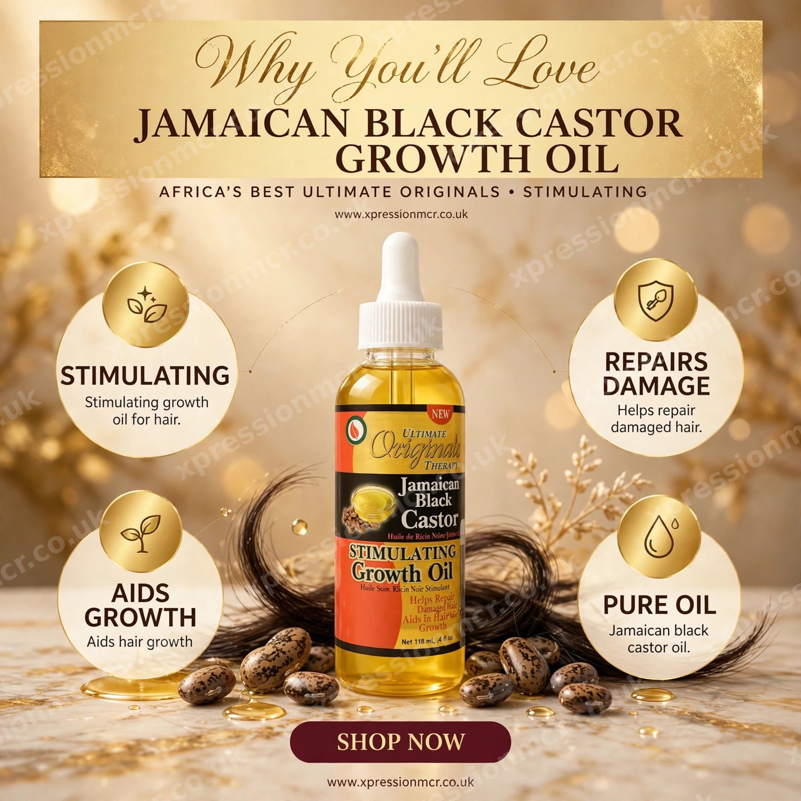 Africa's Best Ultimate Originals Jamaican Black Castor Stimulating Growth Oil 4oz / 118ML