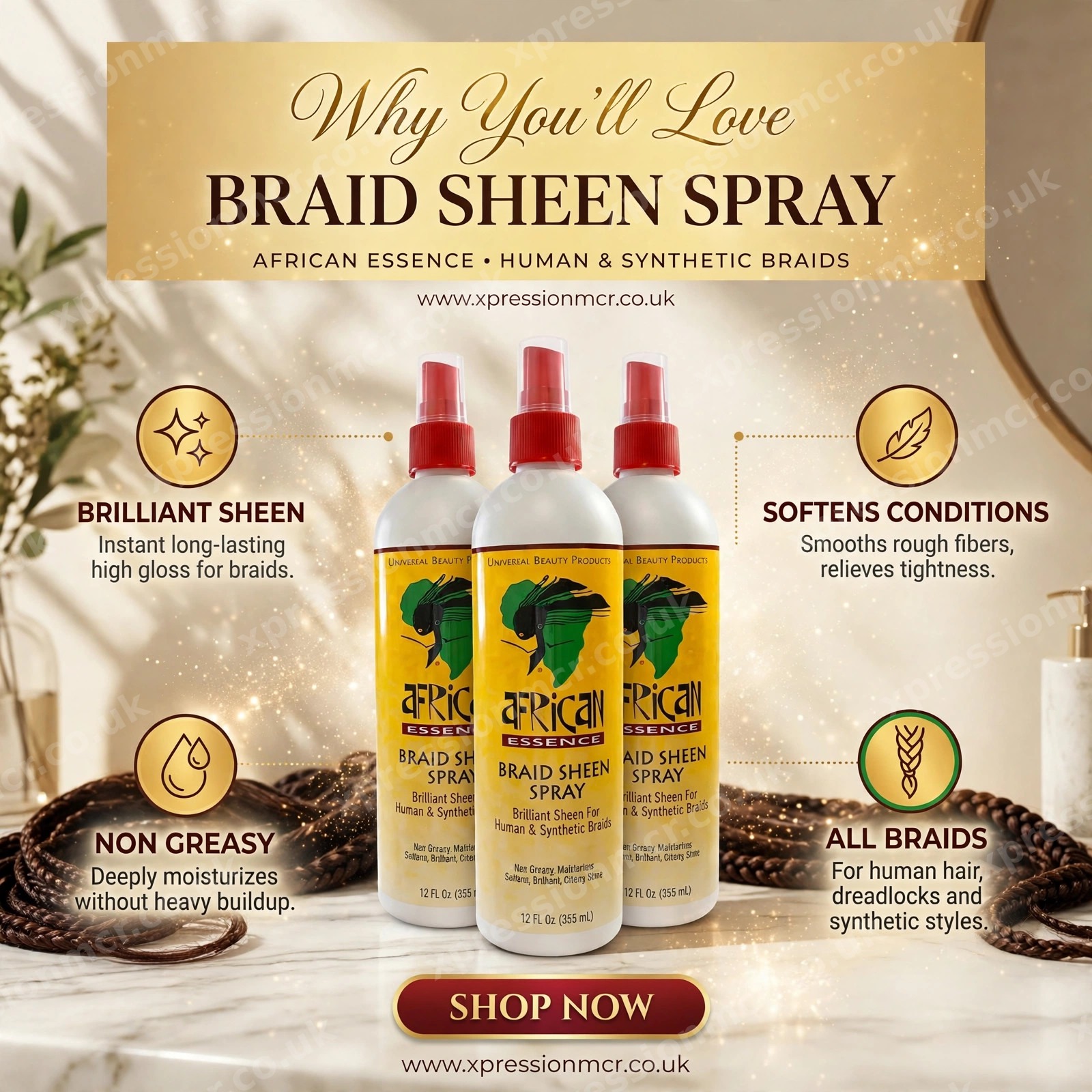 African Essence Braid Sheen Spray 12oz