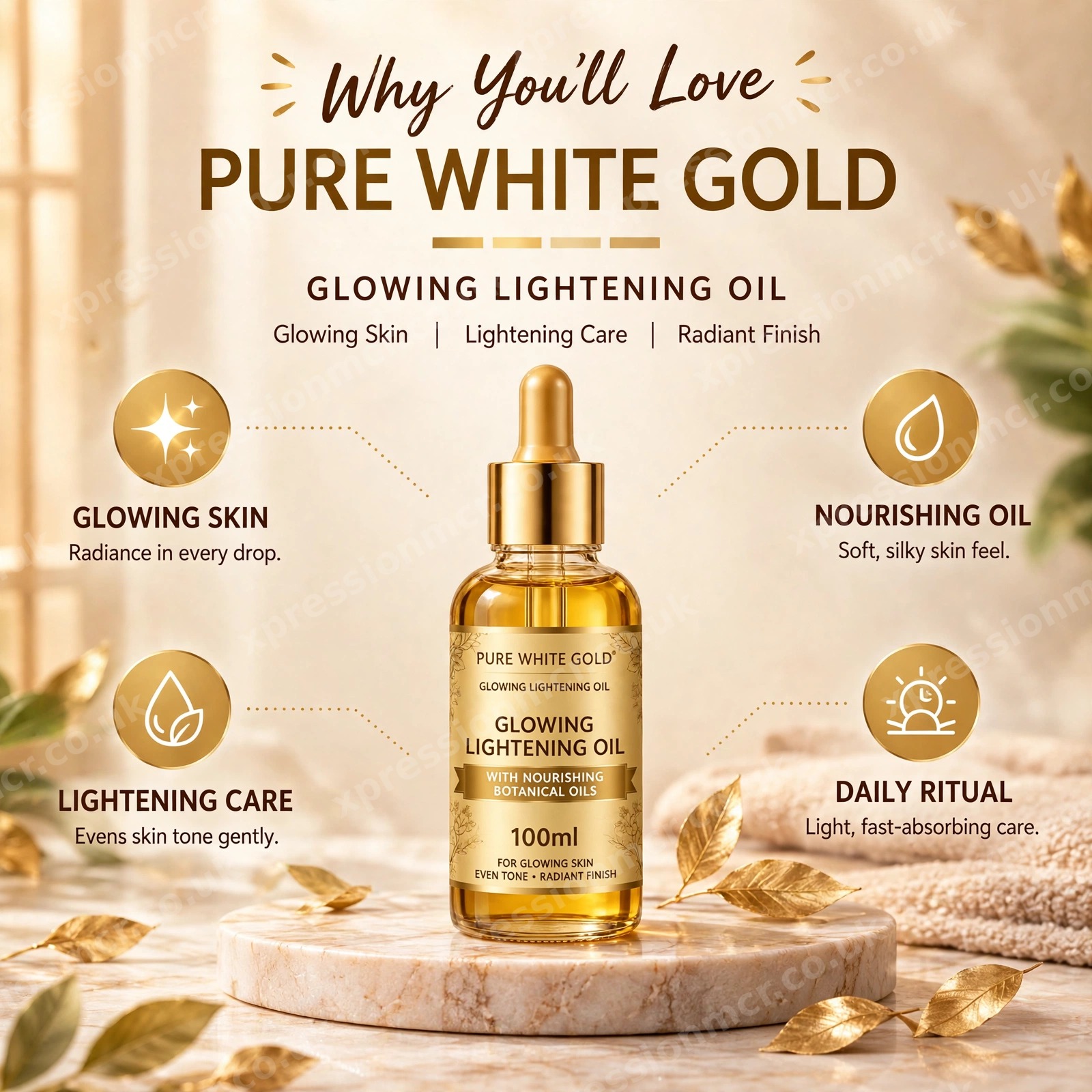 Pure White Gold Glowing Lightening Oil 100ml