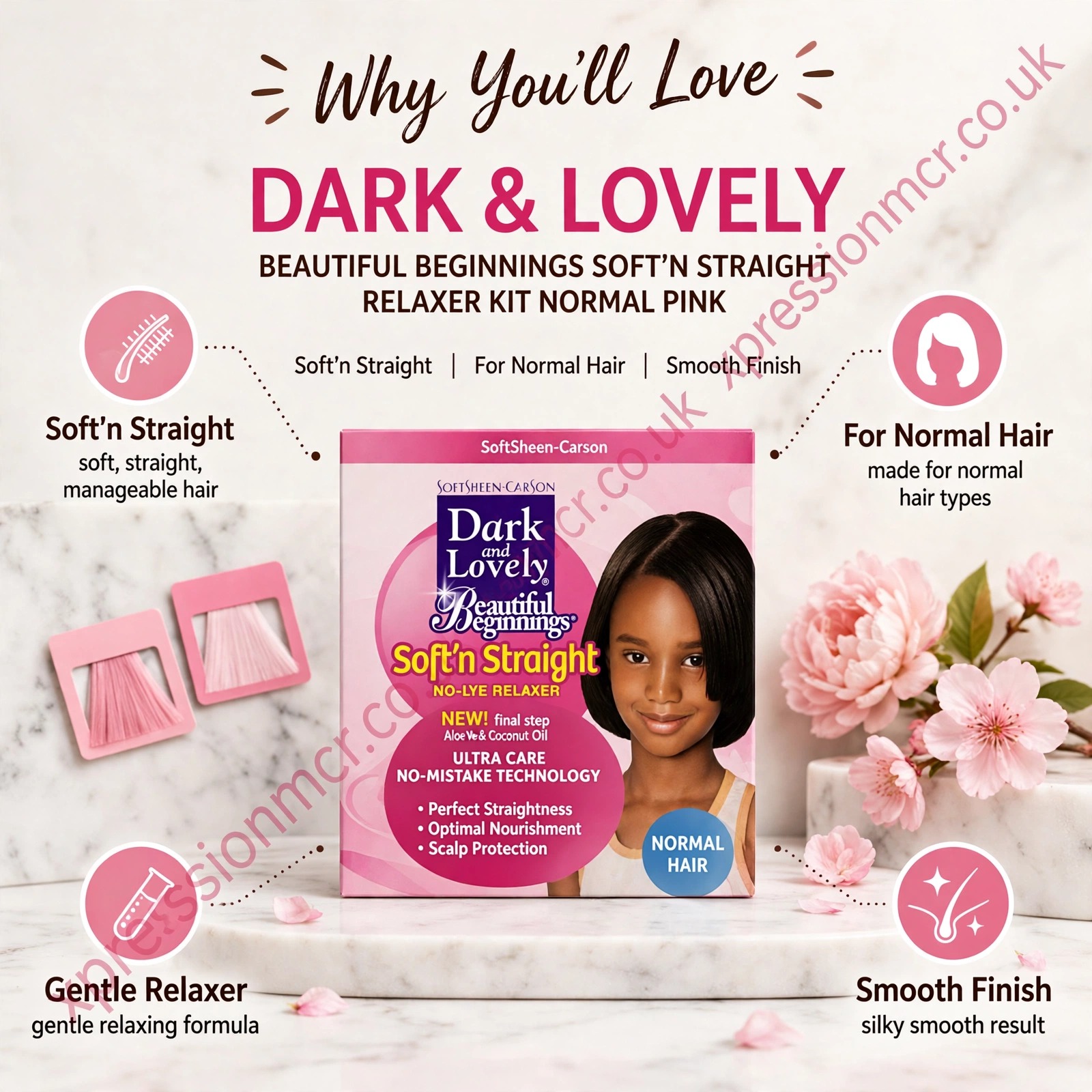 Dark & Lovely Beautiful Beginnings Soft'n Straight relaxer kit Normal Pink