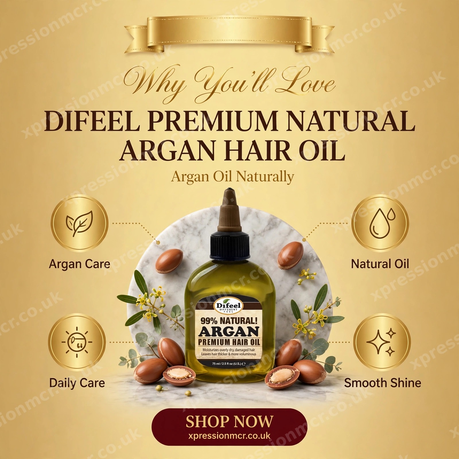 Difeel Premium Natural Hair Oil Argan Oil