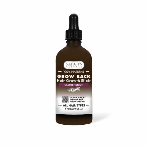 Safah's 100% Natural GROW BACK (HAIR GROWTH) ELIXIR (ONION/CASTOR) -100ML-