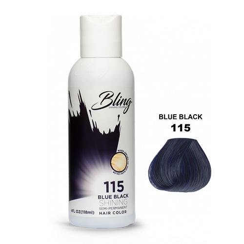 BLING COLOR SEMI PERMANENT HAIR DYE 118ml - 115 Blue Black
