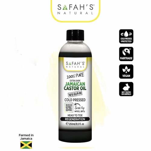 Safah's Natural Cold Pressed 100% Pure Extra Dark Jamaican Black Castor Oil 100ml - 250ml