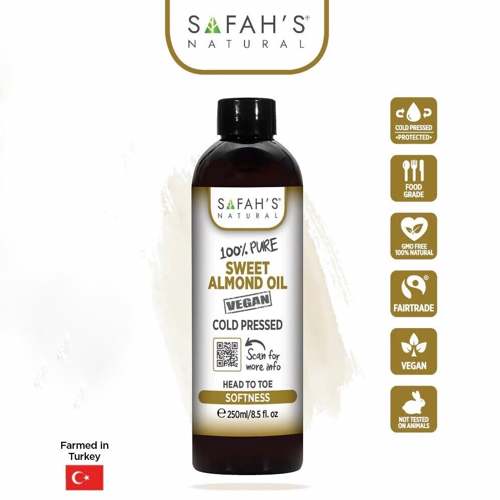 Safah's Natural Cold Pressed 100% Pure Virgin Sweet Almond Oil (100ml-250ml)