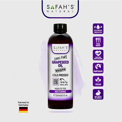 Safah's Natural Cold Pressed 100% Pure Grape Seed Oil (250ML-100ML) UK Seller