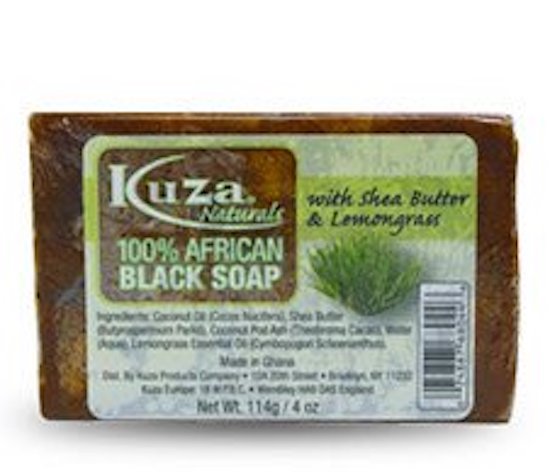 Kuza Naturals 100% African Black Soap With Shea Butter & Lemongrass 4oz