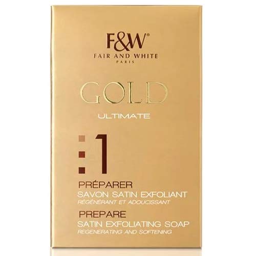 FAIR AND WHITE 1: GOLD SATIN EXFOLIATING BAR SOAP 200GR / 7OZ