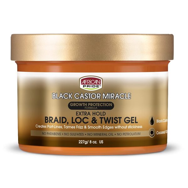 African Pride Black Castor Miracle Braid Loc & Twist Gel 8oz / 227g