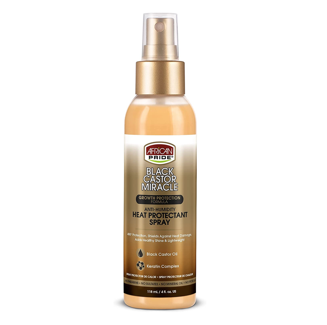 African Pride Black Castor Miracle Heat Protection Spray 4 oz