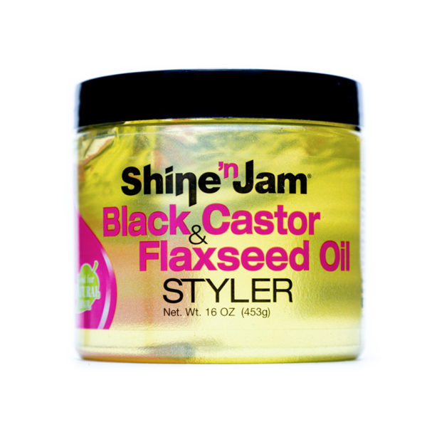 Ampro Shine-N-Jam Black Castor & Flaxseed Oil Styler 16oz / 454g