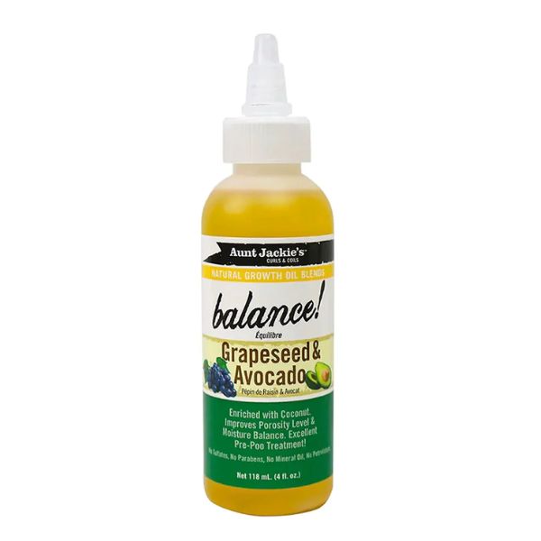 Aunt Jackie's Growth Oil Balance Grapeseed & Avocado 4oz / 118mL