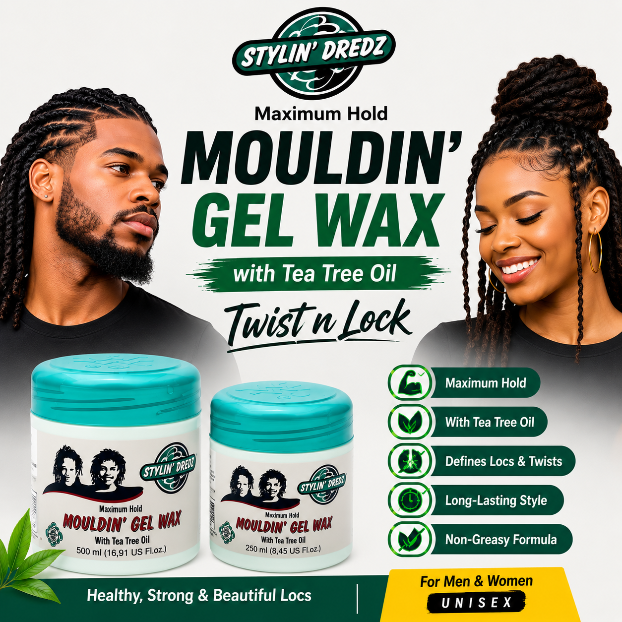 Stylin' Dredz Twist N Lock Gel Wax with Tea Tree Oil (250ml & 500ml )