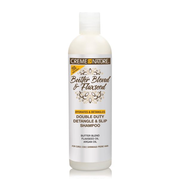 Creme Of Nature Butter Blend & Flaxseed Double Duty Detangle & Slip Shampoo 12FL.OZ