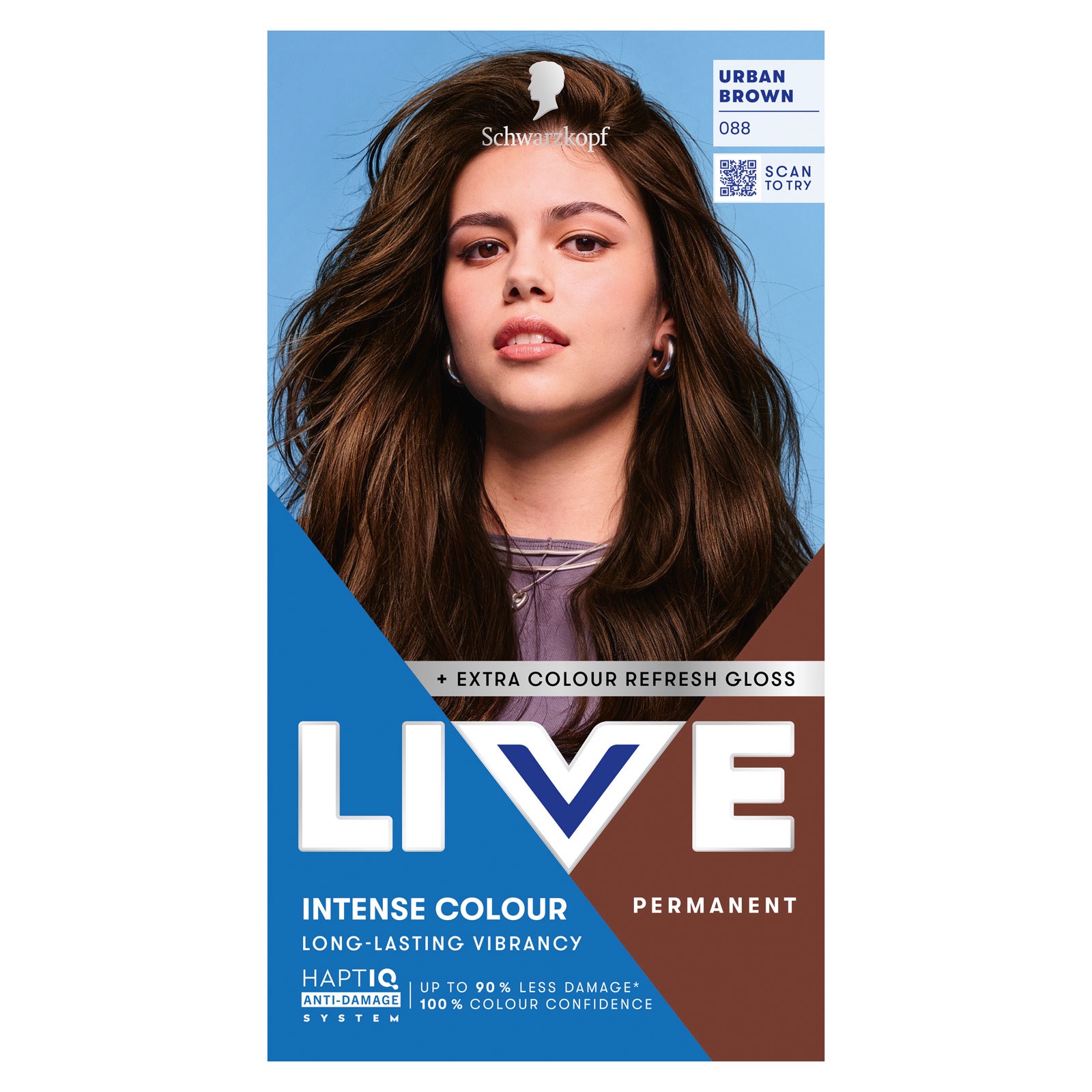 Schwarzkopf LIVE 088 URBAN BROWN Permanent Hair Dye Colour