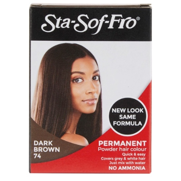 Sta-sof-fro Permanent Powder Hair Colour - 74 DARK BROWN 8g