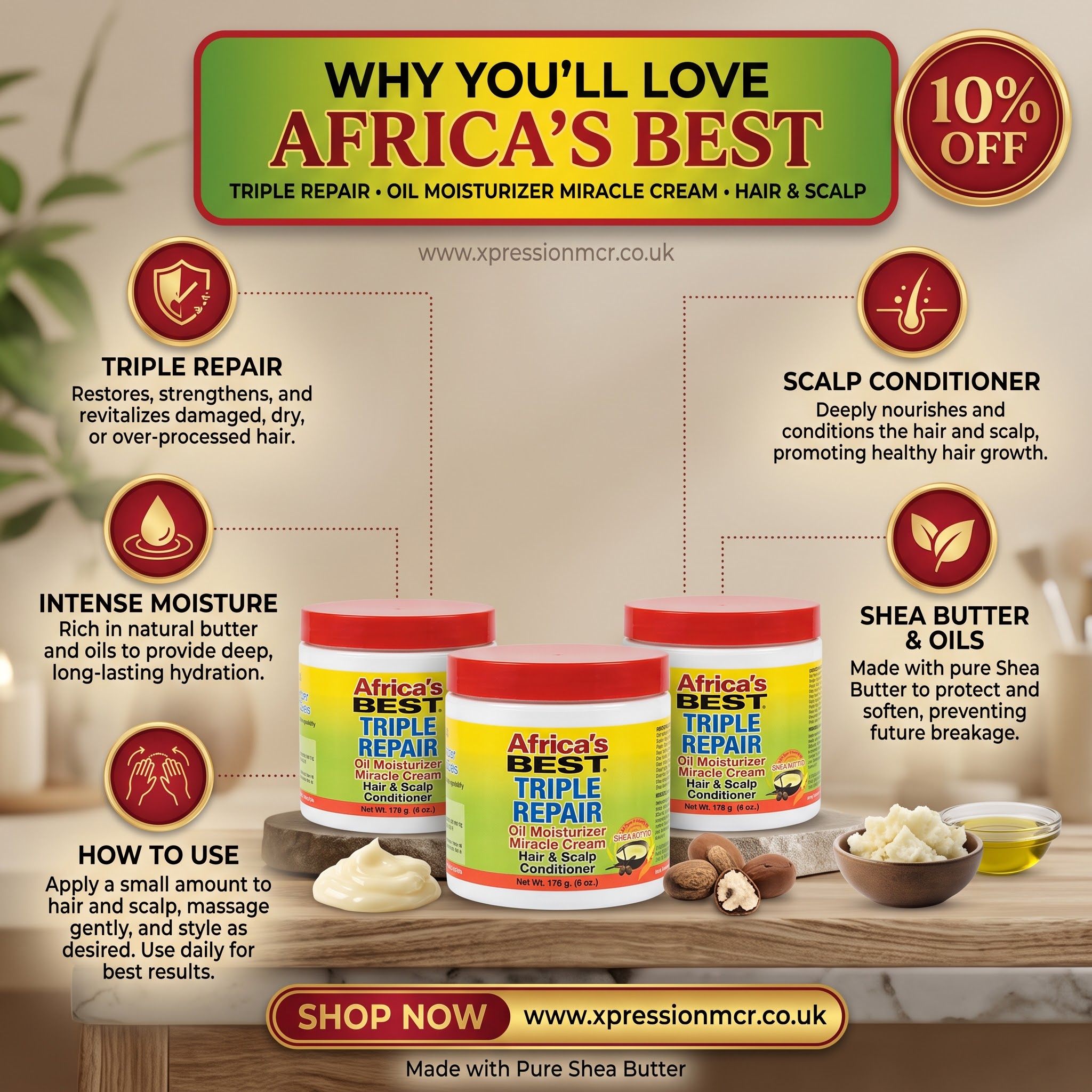 Africa's Best Triple Repair Oil Moisturizer Miracle Cream 6oz