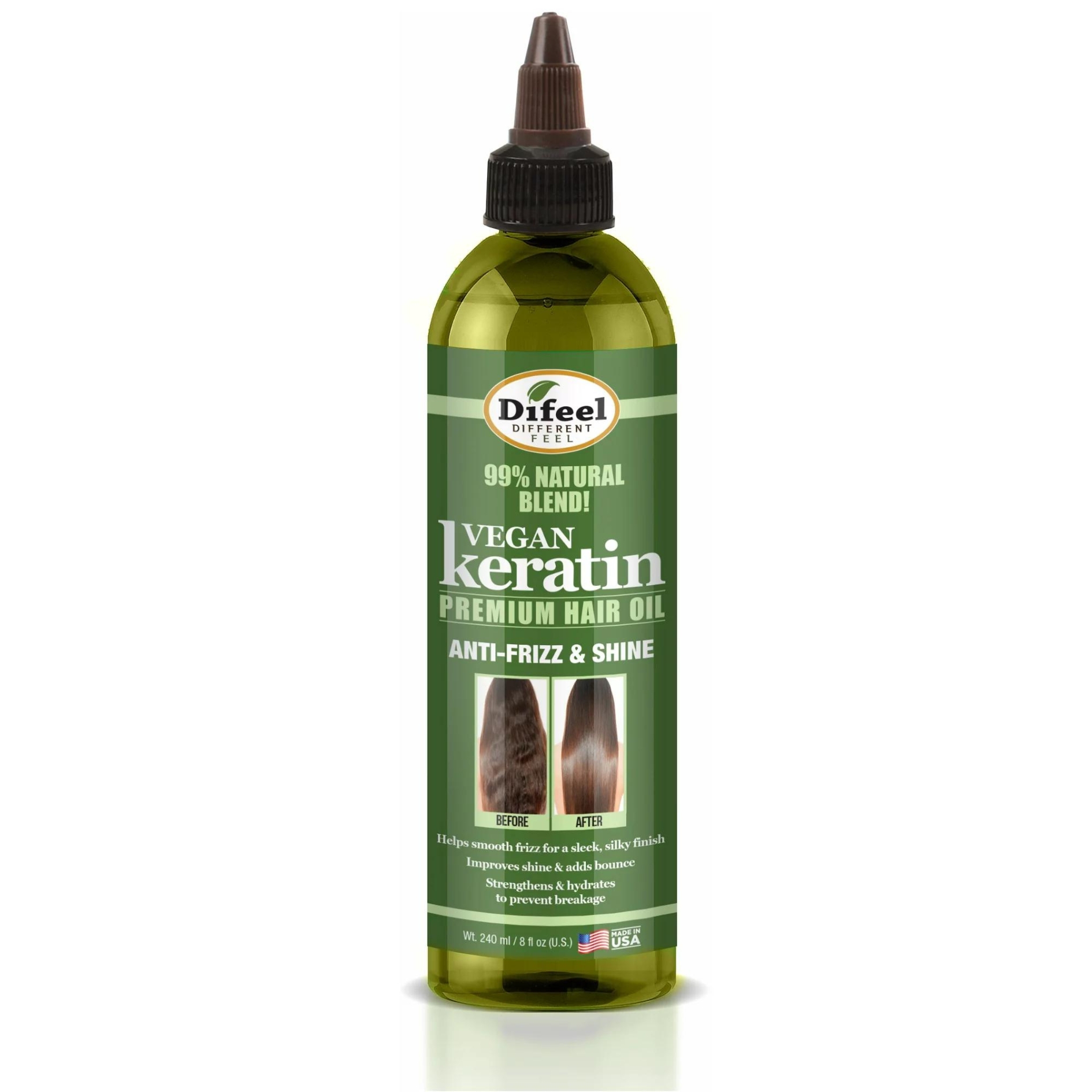 Difeel Vegan Keratin Premium Hair Oil - Anti Frizz & Shine 8 oz