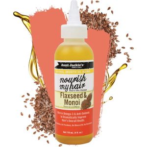 Aunt Jackie's Natural Growth Oil Nourish My Hair Flaxseed & Monoi 4Fl.Oz / 118mL