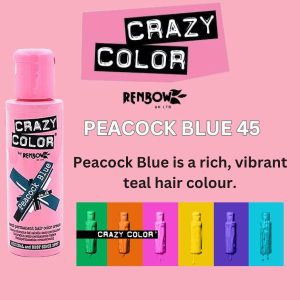 Crazy Colour Renbow Semi Permanent Hair Colour-45 Peacock Blue