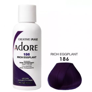 Adore Semi Permanent Hair colour-186 Rich EggPlant-4oz / 118mL