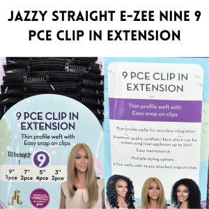 Jazzy Straight E-Zee Nine 9 Pce Clip In Extension Synthetics 20" Inch