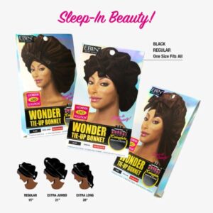 EBIN Wonder Wig Tie-Up Bonnet - Black