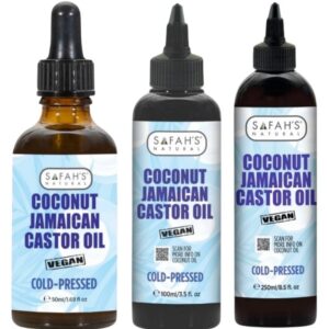 Safah's Natural Coconut Jamaican Castor Oil 50ml+100ml+250ml