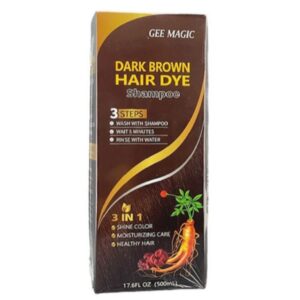 Gee Magic Dark Brown Hair Dye Shampoo 17.6oz/ 500ml