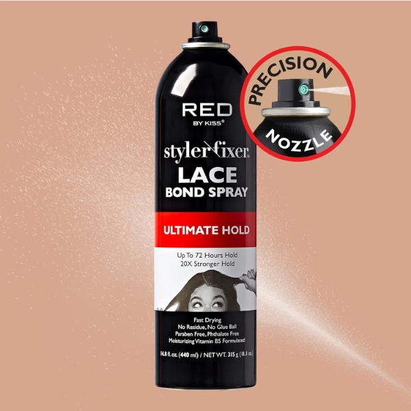 Red by Kiss Lace Bond Hold Spray Styler Fixer Ultimate Hold 14.8fl.oz _ 440ML (2)