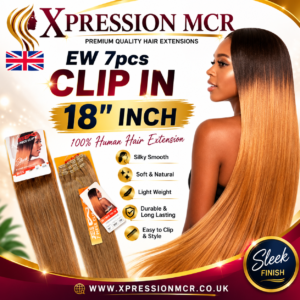 Sleek EW 7pcs Clip In Human Hair Best Quality Extensions 18" Inch