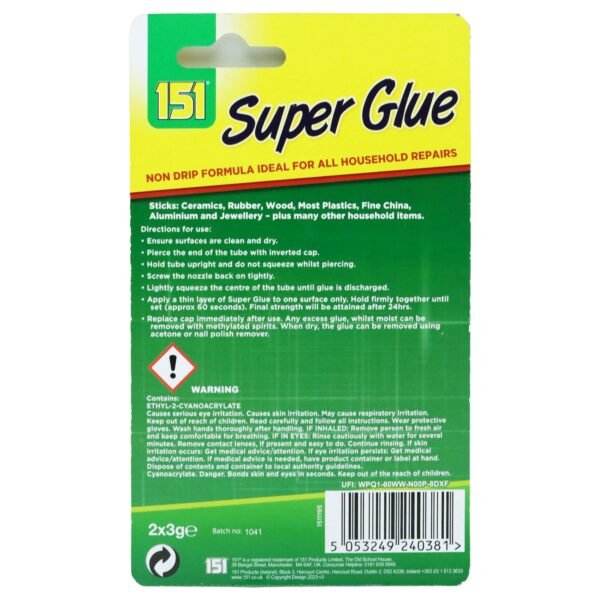 151 Super Glue Quick Drying Extra Strong 3G (2PK)