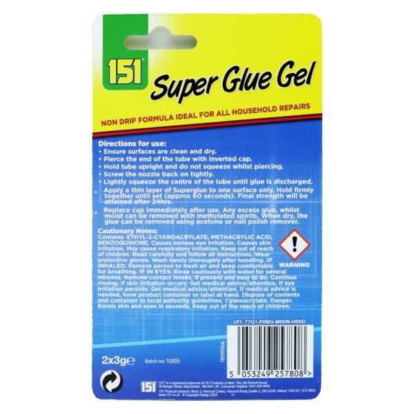 151 Super Glue Quick Drying Extra Strong 3G (2PK)