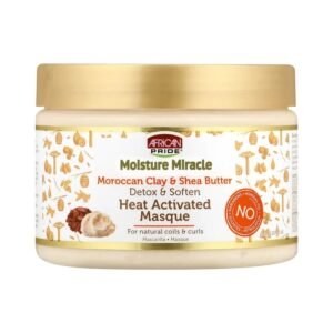 AFRICAN PRIDE MOISTURE MIRACLE MOROCCAN CLAY AND SHEA BUTTER HEAT ACTIVATED MASQUE 12oz